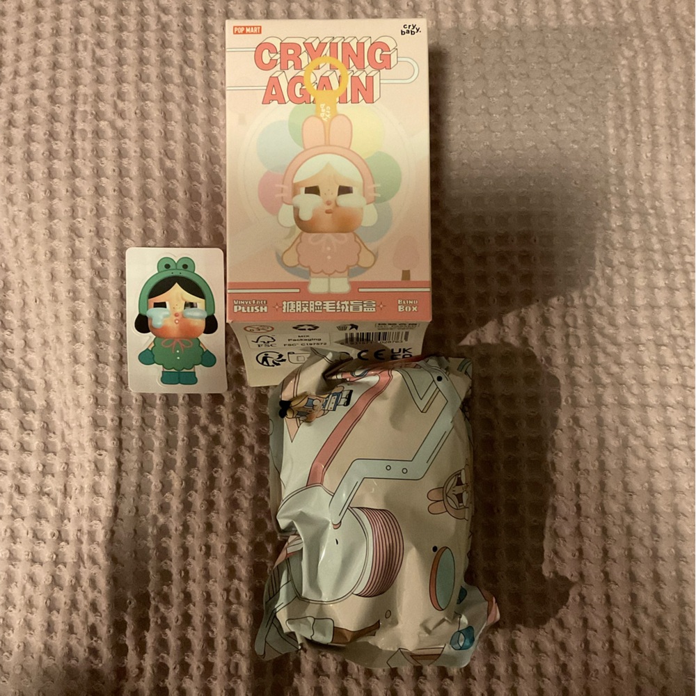 Popmart crybaby frog open box, bag sealed